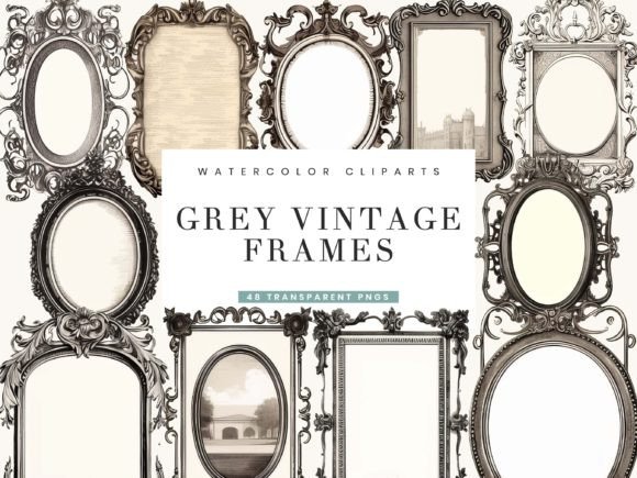 Download Grey Vintage Frames Clipart Png Bundle - Frame Collection