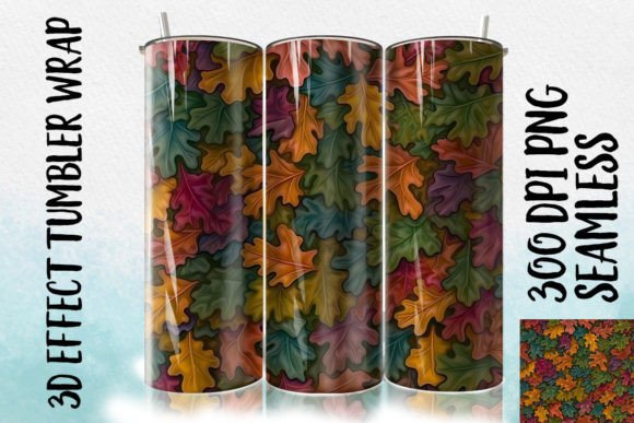 Download 3D Oak Leaf Tumbler Wrapp 2 - Wrapp Collection