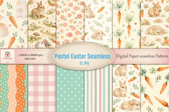 Download Pastel Easter Seamless Pattern Bundle - Easter seamless pattern Collection