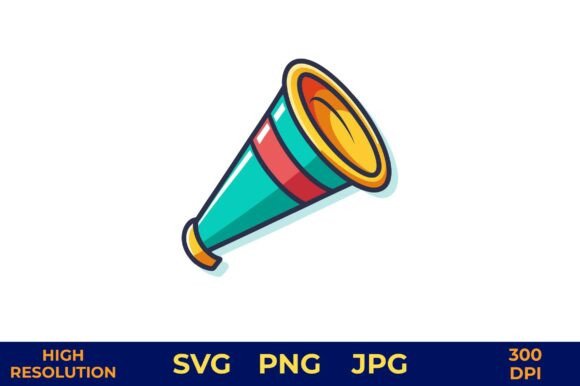 Download Party Horn Vector in Bold Rainbow Colors - Bold rainbow Collection