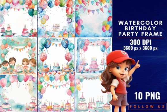 Download Watercolor Birthday Party Frame - Frame Collection