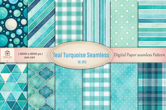 Download Teal Turquoise Digital Paper Bundle - Digital paper bundle Collection