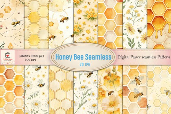 Download Honey Bee Digital Paper Bundle - Digital paper bundle Collection