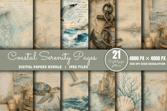 Download Coastal Digital Paper Bundle, Pages - Digital paper bundle Collection
