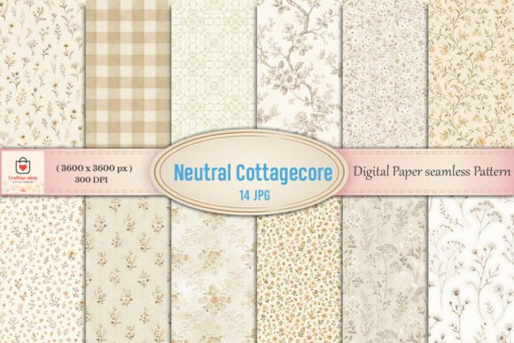 Download Neutral Cottagecore Digital Paper Bundle - Digital paper bundle Collection
