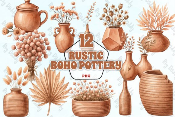 Download Rustic Boho Pottery PNG - Rustic Collection