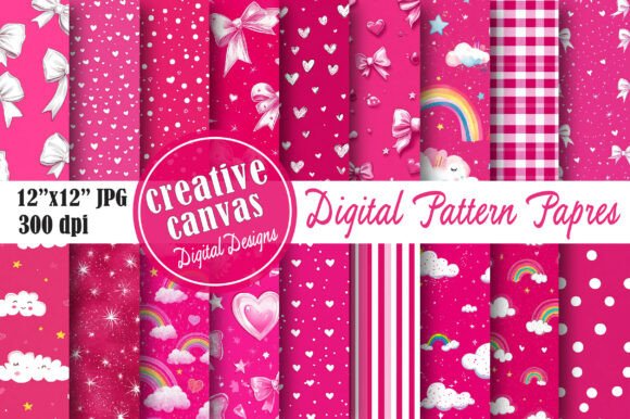 Download Hot Pink Coquette Digital Paper Bundle - Digital paper bundle Collection